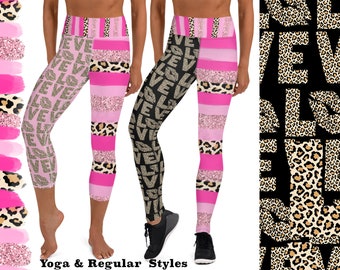 Love St Valentine Yoga Leggings Women Leopard Pants Workout Capris Running Athletic Girlfriend Gift Apparel Shorts Her Activewear