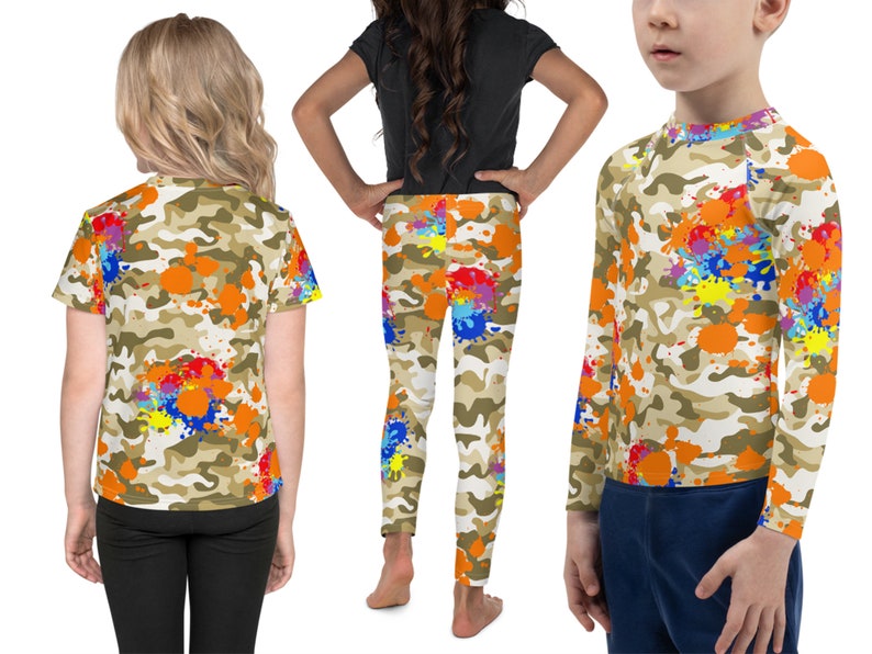 Paintball Paint Splatters Kids Athletic Costume Camo Leggings Etsy