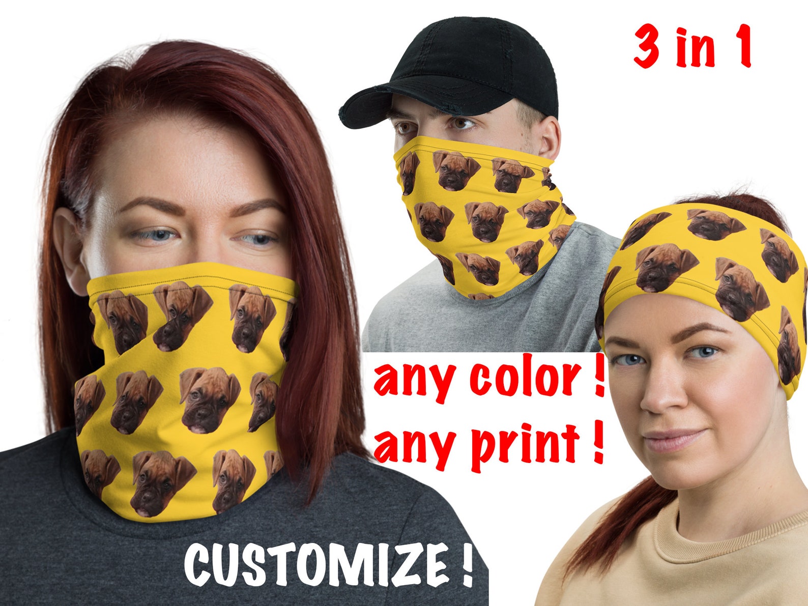 Personalized Neck Gaiter Custom Face Cover Mask Dog Shield Etsy