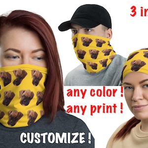 Custom Gift Neck Gaiter Face Mask Christmas Birthday Athletic Tube Gift Scarf Pets Dog Photo Cat Personalized Headband Bandana