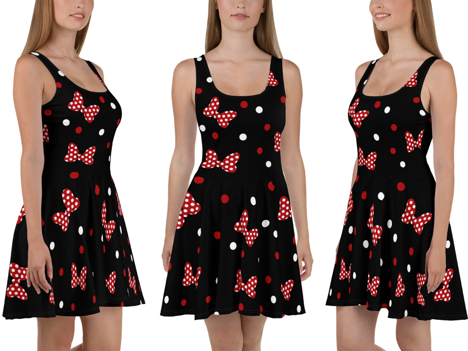 Minnie Disney Skater Dress Bows Women Mouse Polka Dot Cosplay Etsy