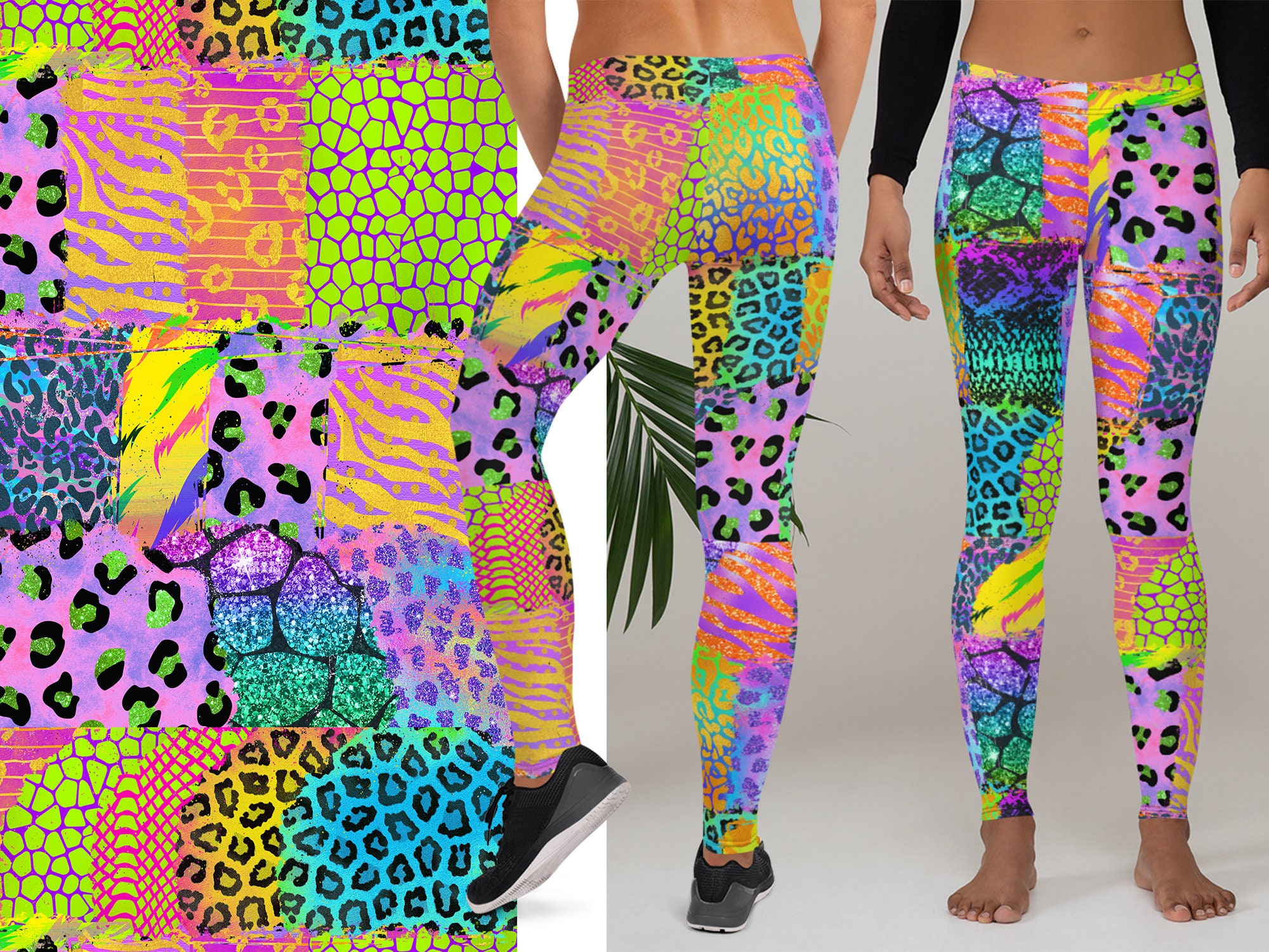 Rainbow Animal Print Workout Leggings LGBT Women Patched Etsy