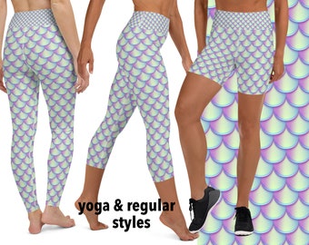 Fish Scales Workout Leggings Holographic Yoga Mermaid Woman Running Cosplay Halloween Athletic Activewear
