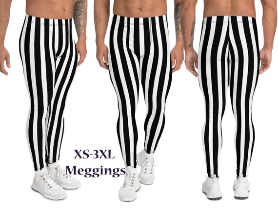 Black White Vertical Striped Athletic Pants Meggings Men Halloween