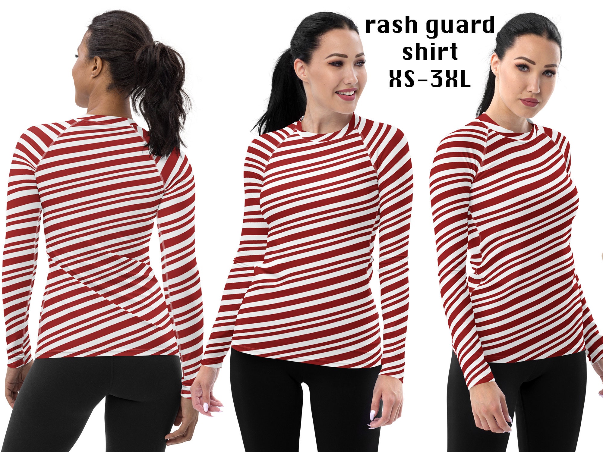 Candy Cane Peppermint Striped Workout Christmas Women Costume Yoga ...