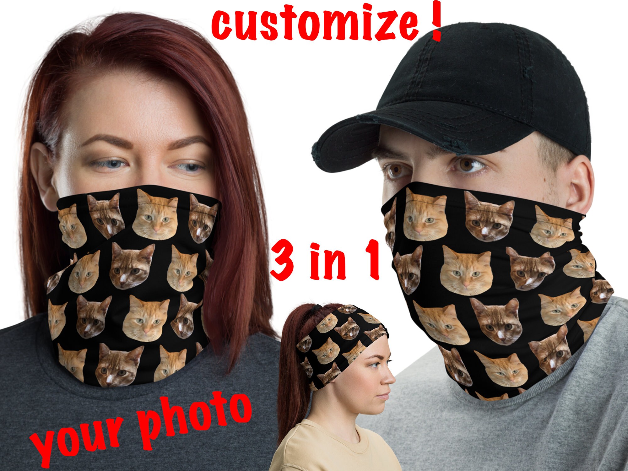 Personalized Neck Gaiter Custom Face Cover Mask Dog Shield Etsy