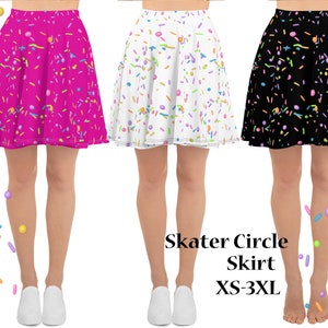 Rainbow Sprinkles Skirt Woman Birthday Gift Jimmies Skater Spandex Running Cosplay Party Colorful Baking Food Outfit Marathon Wine Dine