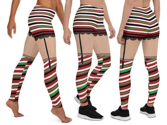 Illusion Shorts Christmas Elf Leggings Stockings Imitation Women Candy Cane  Striped Workout Sexy Pants Running Cosplay Gift Activewear Party -   Canada