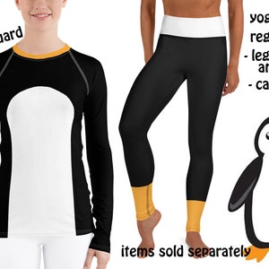 Pinguïn Kostuum Atletische Vrouwen Cosplay Yoga Leggings Halloween Rash Guard Shirt Outfit Schattige Dieren Buik Surfen Hardlopen Workout Sportkleding