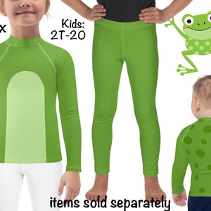Green Frog Kids Costume Halloween Toad Prince Animal Cosplay Children Spandex Leggings Rash Guard Shirt Toddler Birthday Swimming Outfit