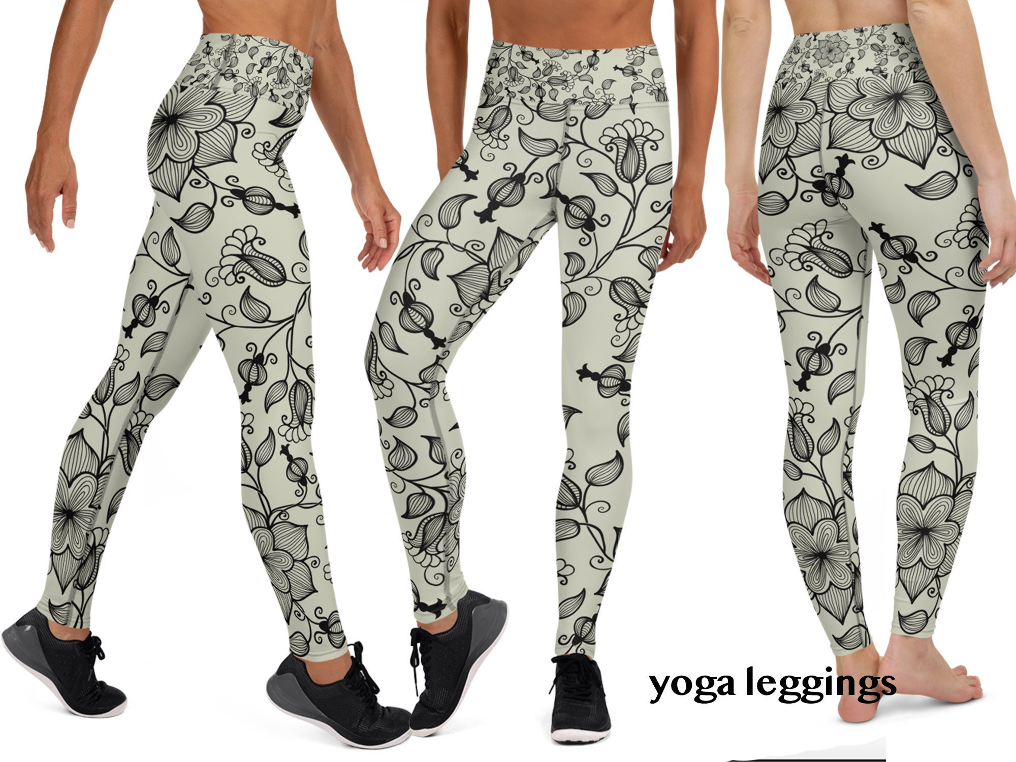 Floral Workout Leggings Women Yoga Sage 