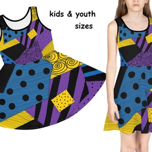 Sally Patchwork Girl Skater Dress Halloween Costume Cosplay Boże Narodzenie Urodziny Prezent Impreza Córka Maluch