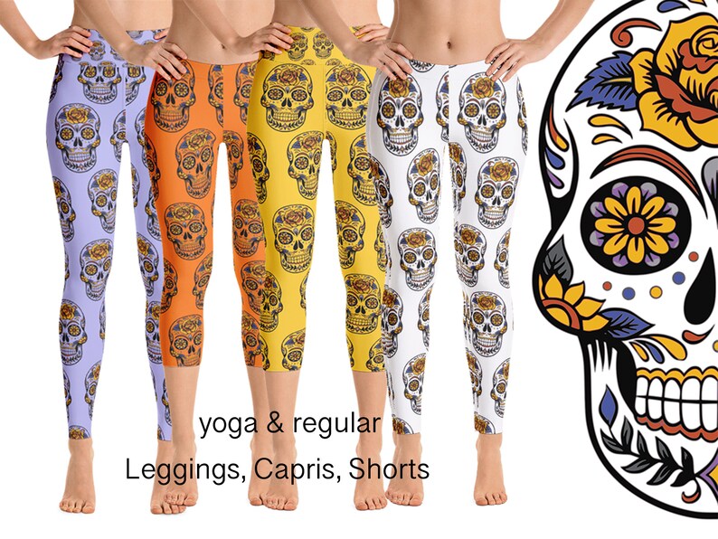 Sugar Skull Workout Yoga Leggings Halloween Mexican Dia de