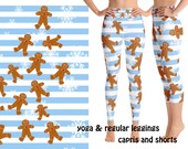 Christmas Gingerbread Yoga Leggings Women Gift Cosplay Man Cookie Striped Festive Workout Fitness Activewear Athletic Running Pants Party