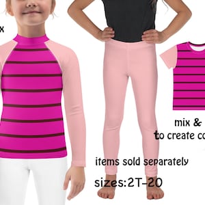 Pink Piglet Niños Disfraz de Halloween Leggings Rayas Cosplay Winnie the Pooh Niños Rash Guard Camisa Surf Cumpleaños Regalo Personaje Traje