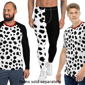 Cruel Villain Running Activewear Dalmatian Pants Man Costume Halloween Cosplay Meggings Rash Guard Shirt Dog Party Outfit Meggs Surfing Top