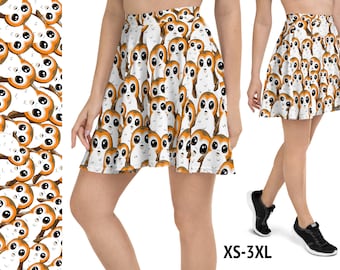 Porg Birds Skater Skirt Women Halloween Cosplay Running Costume Spandex Activewear Geek Gift Birthday Outfit C2E2