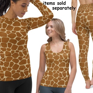 Giraffe Sportlich Kostüm Frauen Leggings Animal Print Halloween Cosplay Yoga Tank Top Laufen Rash Guard Safari Activewear