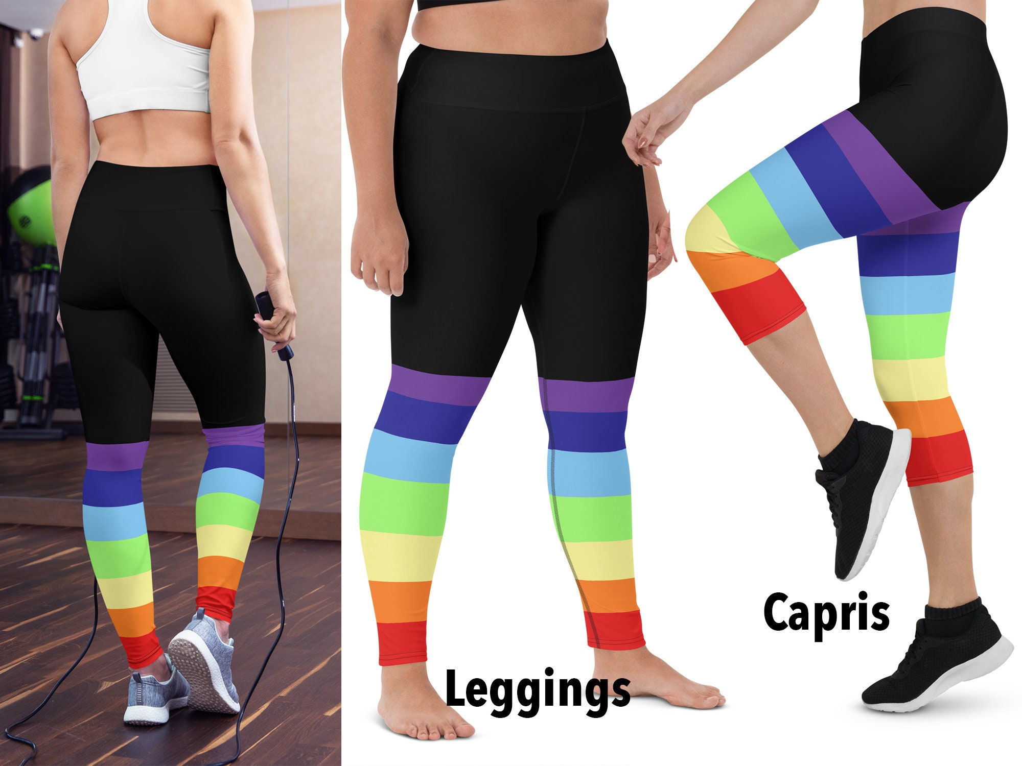 Rainbow Pride LGBT Striped Leggings Workout Woman Flag Lesbian