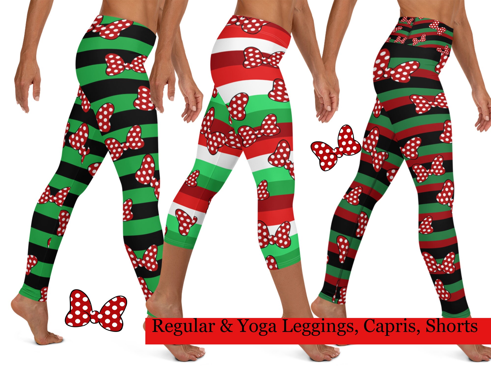 Christmas Minnie Leggings Yoga Elf 