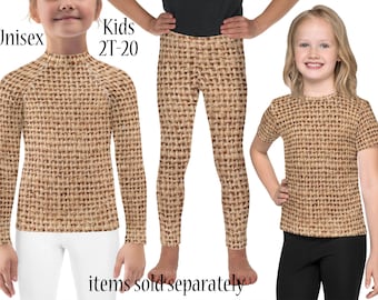 Burlap Sack Kids Activewear Costume Spandex Halloween Boogie Cosplay Leggings  Rash Guard Shirt Teens Tee  Villain Gift Outfit Christmas