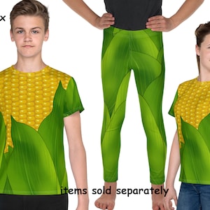 Corn Cob Kids Halloween Costume Cosplay T-Shirt Children Spandex Leggings Toddler Birthday Party Swimming Outfit