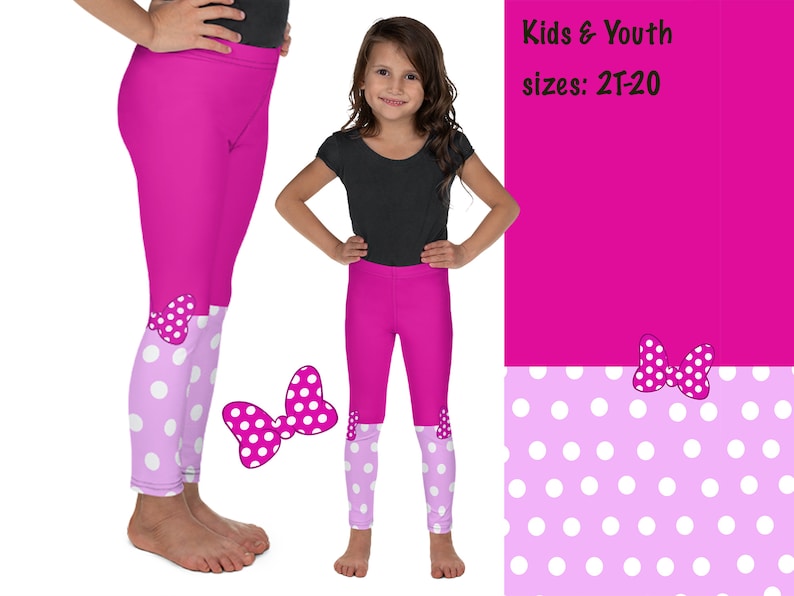 Girls Pink Minnie Mouse Polka Dot Leggings - Disney Inspired Kids Tights main image 1