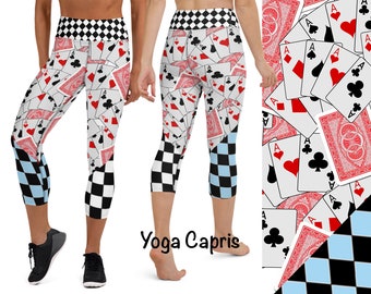 Ace Cards Alice Leggings Workout Pants Argyle Check Woman Halloween Costume Cosplay Queenof Hearts Running Capris Party