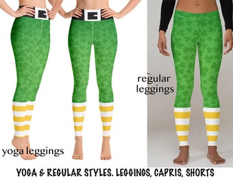St. Patrick's Pants Shamrock Leaves Yoga Leggings Leprechaun Women Striped Irish Luck Workout Running Clover Floral Activewear