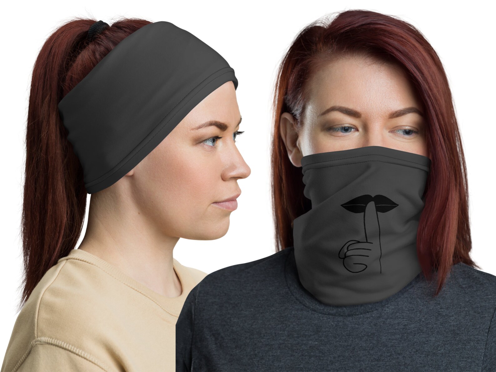 Shush Sign Neck Gaiter Face Bandana Mask Shield Funny Athletic Etsy