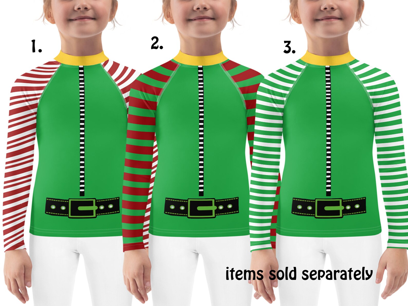 Christmas Elf Shirt Kids Rash Guard Striped Athletic Top - Etsy