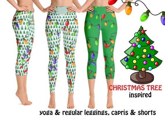 Christmas Tree Lights Yoga Leggings Women Gift Cosplay Decoration Capris Festive Workout Fitness Outfit Colorful Pants String Led Bulbs Gym Etsy