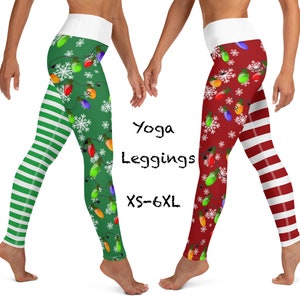 Kerst training legging boom lichten strepen yoga vrouwen cadeau cosplay sneeuwvlokken feestelijk hardlopen fitness outfit broek bollen elf sportkleding