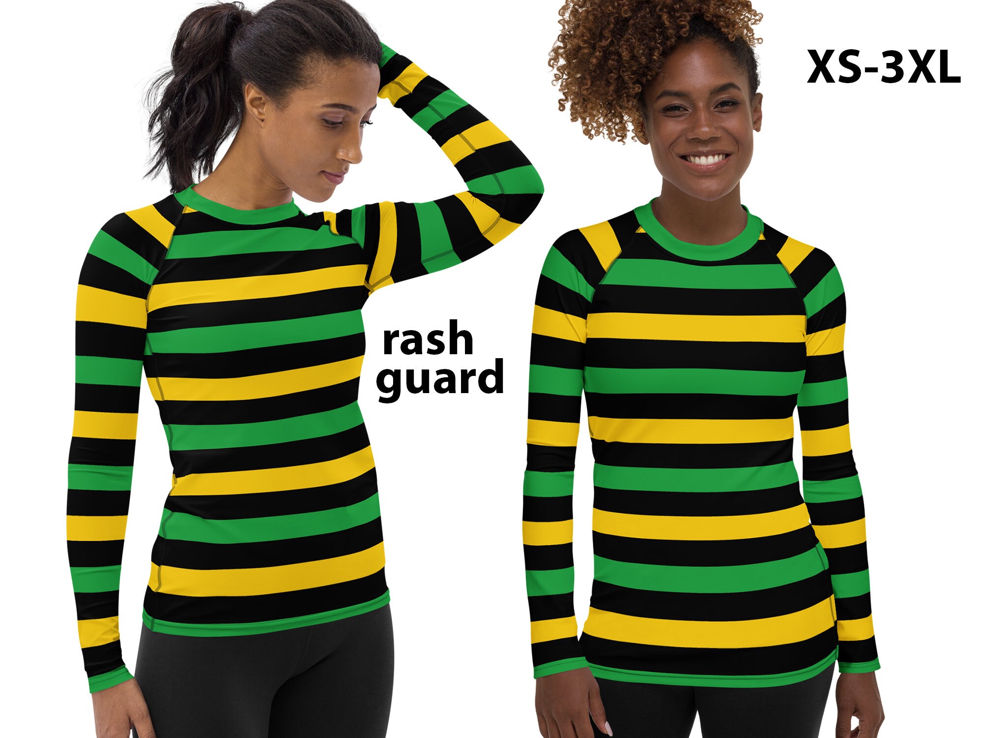 Striped Rash Guard Shirt Women Hippie 