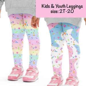 Birthday Kids Cake Sprinkles Leggings Party Pants Teens Toddler Cosplay Children Pastel Colors Striped Gift Baking