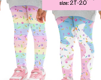 Birthday Kids Cake Sprinkles Leggings Party Pants Teens Toddler Cosplay Children Pastel Colors Striped Gift Baking