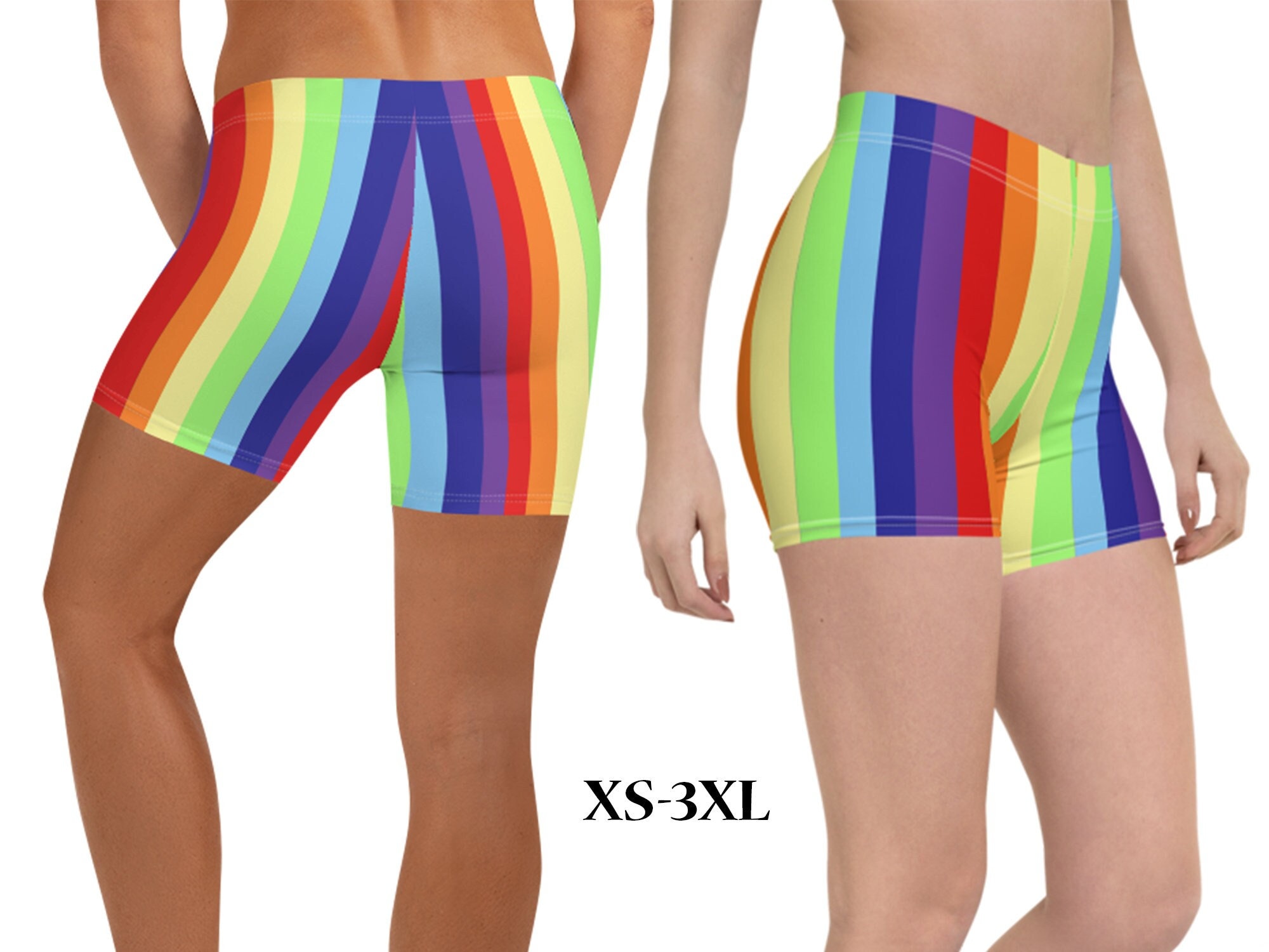 Rainbow striped shop biker shorts