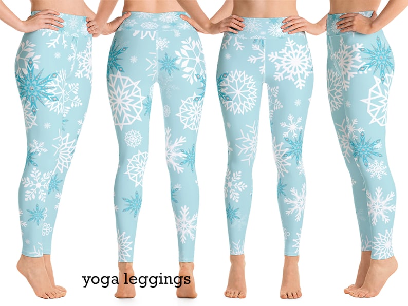 Elsa Frozen Workout Costume Yoga Capris Women Christmas Snowflake Princess Pants Leggings Running Halloween Outfit Pretty Cosplay Activewear
