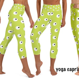 Green Alien Eyes Pants Toy Athletic Outfit Women Costume Halloween Cosplay Leggings Eyeballs Running Activewear Workout Gift Party