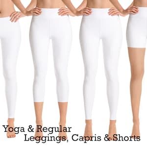 Solid White Yoga Leggings Women Workout Capris Pants Running Athletic Sports Activewear Dancing Pirate Cosplay Halloween Costume