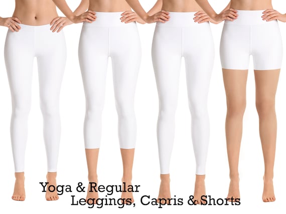 Solid White Yoga Leggings Women Workout Capris Pants Running Athletic Sports  Activewear Dancing -  Canada