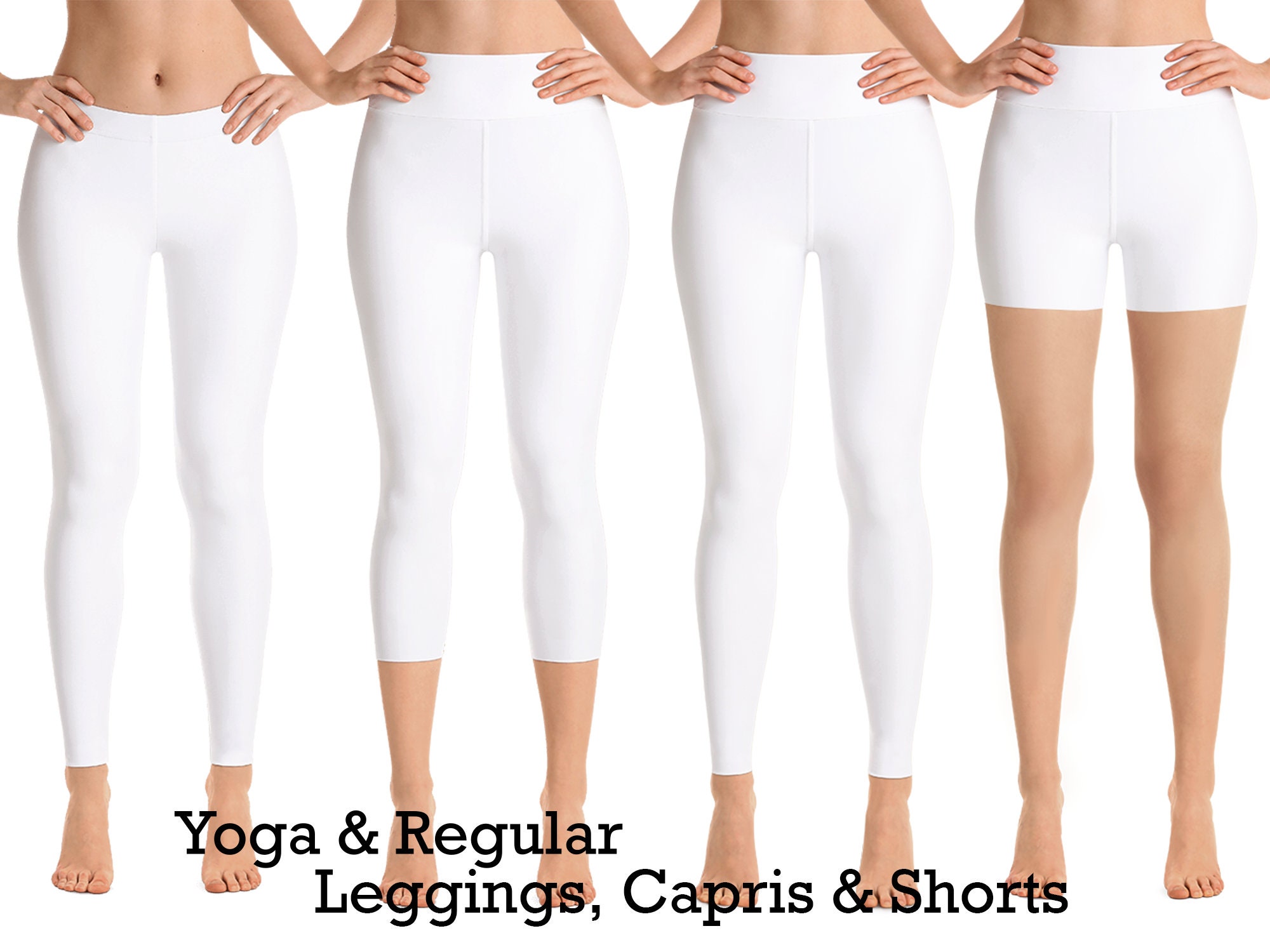 Solid White Yoga Leggings Women Workout Capris Pants Running