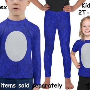 Déguisement animal à fourrure bleu pour enfants, impression d'halloween, leggings Cosplay, chemise pour enfants contre les éruptions cutanées