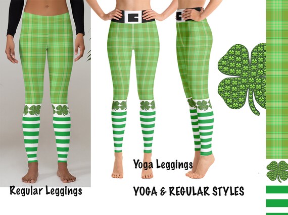 Plaid Leprechaun Workout Leggings Women Athletic Yoga St. Patrick Pants  Irish Shamrock Sports Striped Tartan Running Check Capris Activewear -   Canada