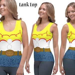 Jessie Shirt Woman Toy Story Tank Top Cowgirl Running Costume Halloween Skater Skirt Cosplay Party Outfit