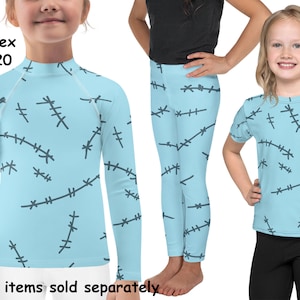 Sally Rag Doll Activewear Kids Costume Leggings Blue Halloween Stitched Christmas Toddler Outfit Rash Guard Shirt Cosplay Girl Spandex Gift