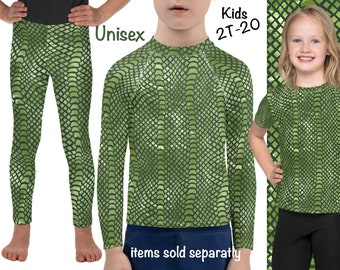 Green Crocodile Print Kids Costume Halloween Reptile Cosplay Outfit Children Shirt Leggings Toddler Rash Guard Surfing Animal Birthday Gift