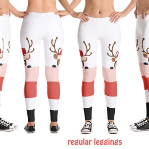 Cute Reindeer Yoga Leggings Christmas Women Running Athletic Cosplay Capris Festive Workout Fitness Pants Gift Holiday Mood