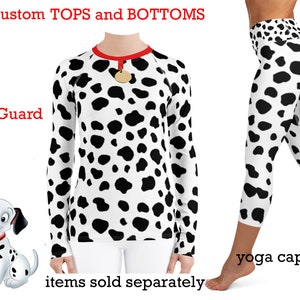 Dalmatians Workout Costume Woman Halloween Athletic Cosplay Capris Dog Yoga Rash Guard Shirt Running Sports Activewear Runner Party