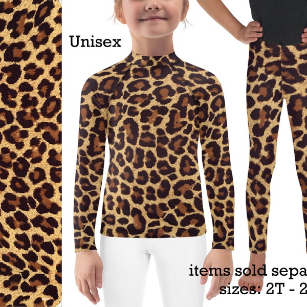 Léopard Enfants Athlétique Costume Guépard Halloween Imprimé Animal Cosplay Leggings Enfants Rash Guard Shirt Safari Toddler Anniversaire Teens Outfit